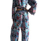 Conjunto de blusa y pantalón ancho de seda india