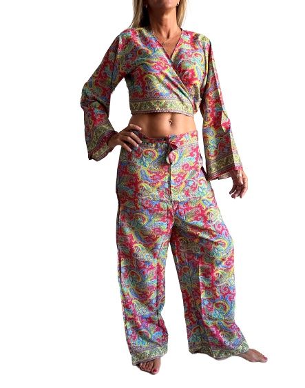 Pantalón ancho de seda india