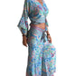 Conjunto de blusa y pantalón envolvente de seda india