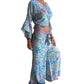 Conjunto de blusa y pantalón envolvente de seda india
