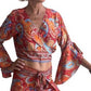 Blusa estampada de seda india