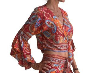 Blusa estampada de seda india