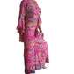 Conjunto de blusa y pantalón envolvente de seda india