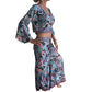 Conjunto de blusa y pantalón envolvente de seda india