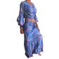 Conjunto de blusa y pantalón envolvente de seda india