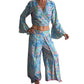 Conjunto de blusa y pantalón superpuesto de seda india