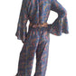 Conjunto de blusa y pantalón superpuesto de seda india