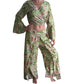 Conjunto de blusa y pantalón superpuesto de seda india