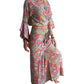 Conjunto de blusa y pantalón envolvente de seda india