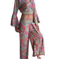 Conjunto de blusa y pantalón superpuesto de seda india
