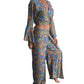 Conjunto de blusa y pantalón superpuesto de seda india