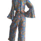 Conjunto de blusa y pantalón superpuesto de seda india