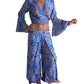 Conjunto de blusa y pantalón superpuesto de seda india