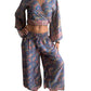 Conjunto de blusa y pantalón ancho de seda india