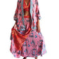 Conjunto seda india reversible top, falda y kimono