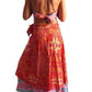 Conjunto seda india reversible top, falda y kimono