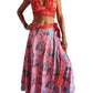 Conjunto seda india reversible top, falda y kimono