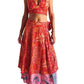 Conjunto seda india reversible top, falda y kimono