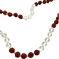 Mala de rudraksha y cuarzo blanco