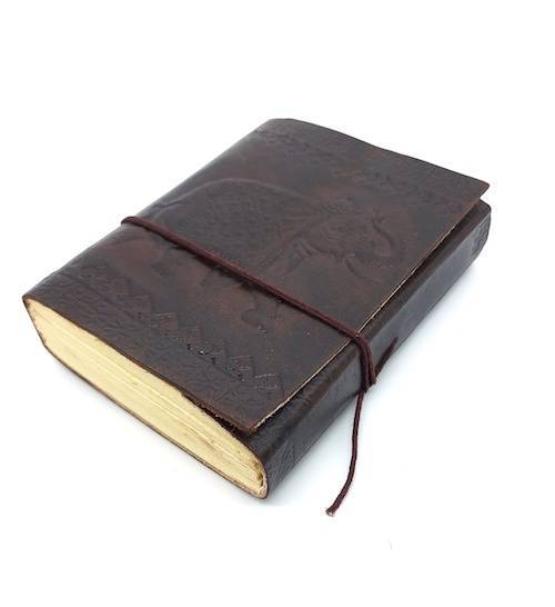 Libreta 100% ecológica India de piel con elefante