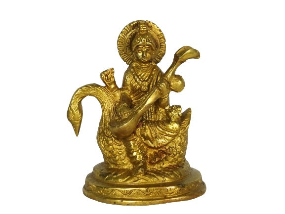 Estatua de bronce del dios hindú Saraswati