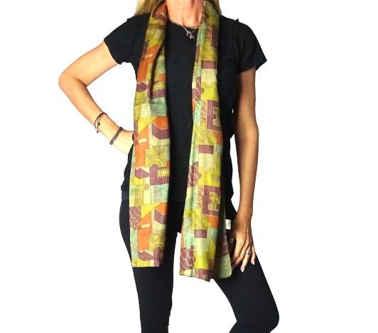 Pañuelo de seda de la india estampado reversible