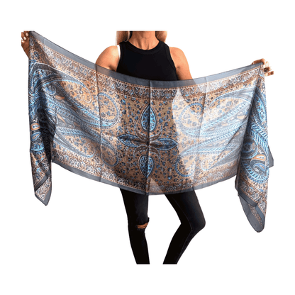 Pañuelo de seda de la india estampado gris