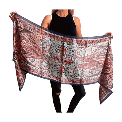 Foulard de seda de la india estampado azul marino