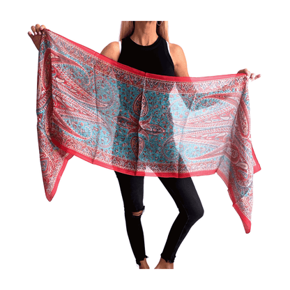 Foulard de seda de la india estampado rojo