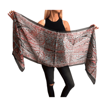 Pañuelo de seda de la india estampado negro