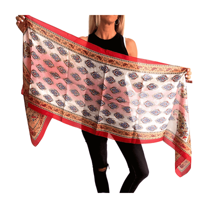 Pañuelo de seda de la india estampado rojo