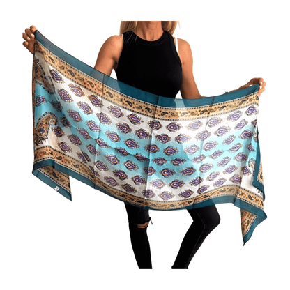 Pañuelo de seda de la india estampado verde