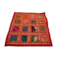 Funda de cojín étnico indio bordado patchwork GRANATE