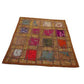 Funda de cojín étnico indio bordado patchwork MARRÓN