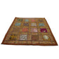 Funda de cojín étnico indio bordado patchwork MARRÓN