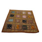 Funda de cojín étnico indio bordado patchwork MARRÓN