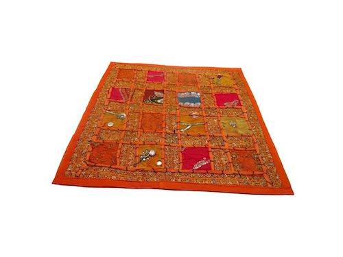Funda de cojín étnico indio de patchwork color NARANJA