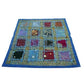 Funda de cojín étnico indio bordado patchwork AZUL