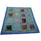 Funda de cojín étnico indio bordado patchwork AZUL