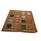 Funda de cojín étnico indio bordado patchwork MARRÓN
