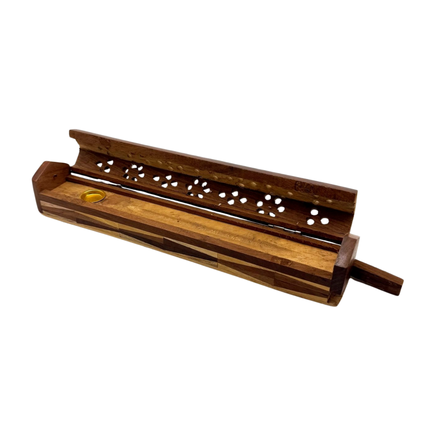 Incensario de India caja de madera bicolor