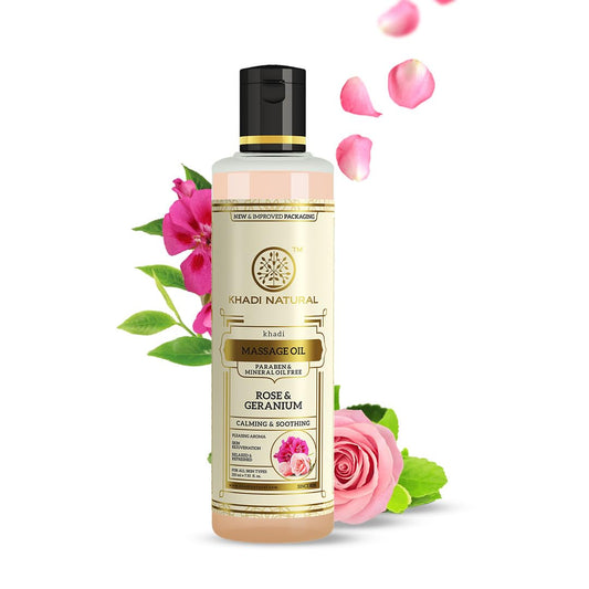 Aceite de masaje KHADI natural de ROSA Y GERANIO