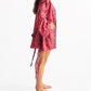 Kimono de seda india estampado rojo coral – comercio ético