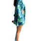 Kimono de seda india estampado azul, verde y dorado– comercio ético