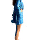 Kimono corto de seda india estampado azul– comercio ético