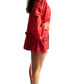 Kimono corto de seda india estampado ROJO– comercio ético