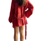 Kimono corto de seda india estampado ROJO– comercio ético