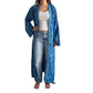 Kimono corto de seda india estampado azul– comercio ético