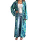 Kimono de seda india estampado azul, verde y dorado– comercio ético