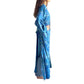 Kimono corto de seda india estampado azul– comercio ético